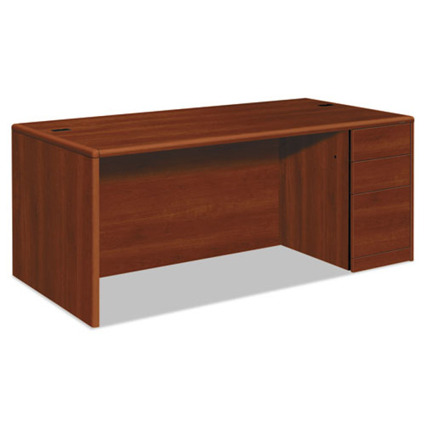 10700 Single Pedestal Desk, Full Right Pedestal, 72w X 36d X 29.5h, Cognac