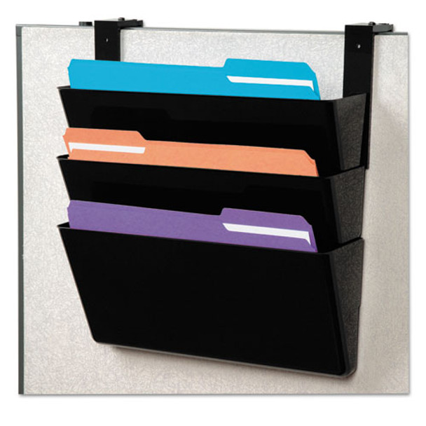 Docupocket Stackable Three-pocket Partition Wall File, Letter, 13 X 4 X 7, Black