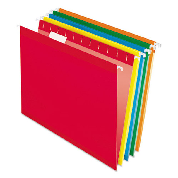 Colored Reinforced Hanging Folders, Letter Size, 1/5-cut Tab, Assorted, 25/box - DPFX415215ASST