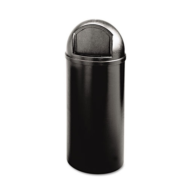 Marshal Classic Container, Round, Polyethylene, 25 Gal, Black