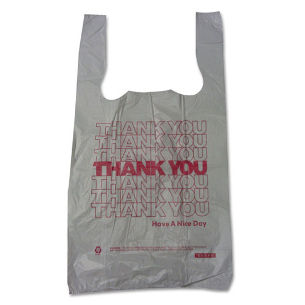 Thank You High-density Shopping Bags, 10" X 19", White, 2,000/carton