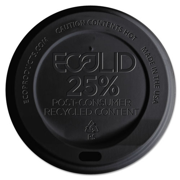 Ecolid 25% Recy Content Hot Cup Lid, Black, F/10-20oz, 100/pk, 10 Pk/ct