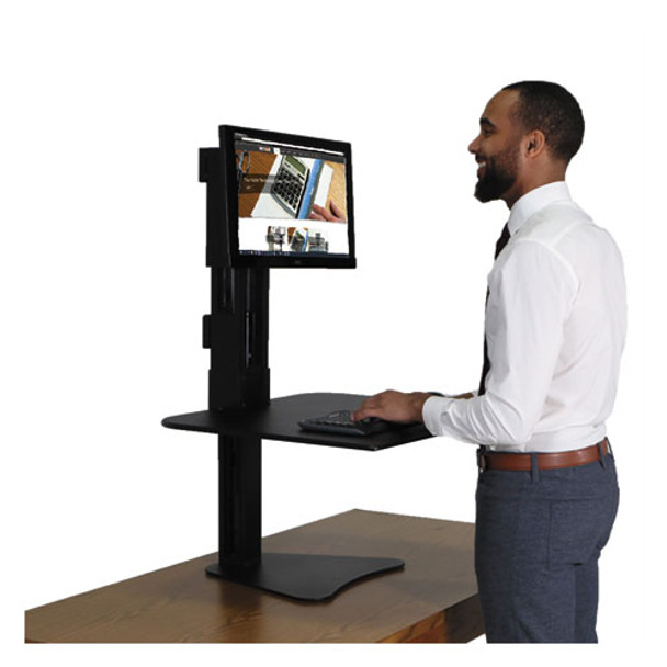 High Rise Standing Desk Workstation, 28w X 23d X 15.5h, Black