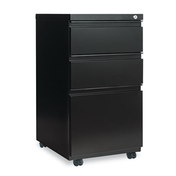 Three-drawer Metal Pedestal File With Full-length Pull, 14.96w X 19.29d X 27.75h, Black