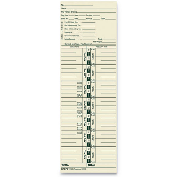 Time Card For Acroprint And Lathem, Weekly, 3 1/2 X 10 1/2, 500/box