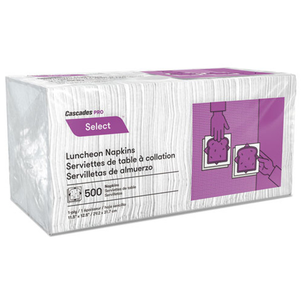 Select Luncheon Napkins, 1 Ply, 11 1/4 X 12 1/2, White, 500/pack, 6000/carton