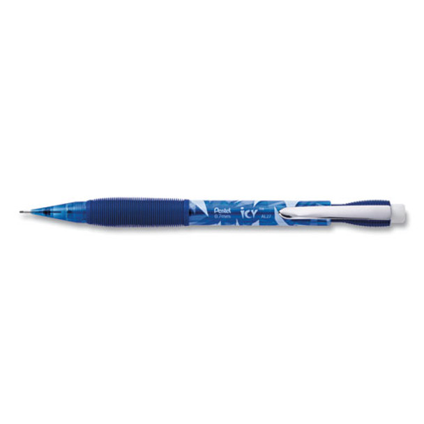 Icy Mechanical Pencil, 0.7 Mm, Hb (#2.5), Black Lead, Transparent Blue Barrel, 24/pack
