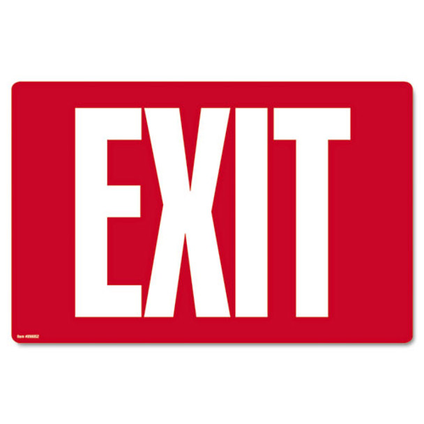 Glow-in-the-dark Safety Sign, Exit, 12 X 8, Red