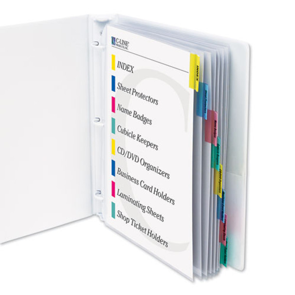 Sheet Protectors With Index Tabs, Assorted Color Tabs, 2", 11 X 8 1/2, 8/st