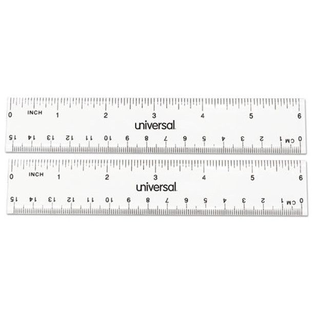 Clear Plastic Ruler, Standard/metric, 6", 2/pack