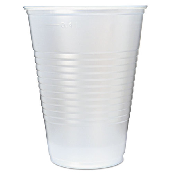 Rk Ribbed Cold Drink Cups, 16oz, Translucent, 50/sleeve, 20 Sleeves/carton