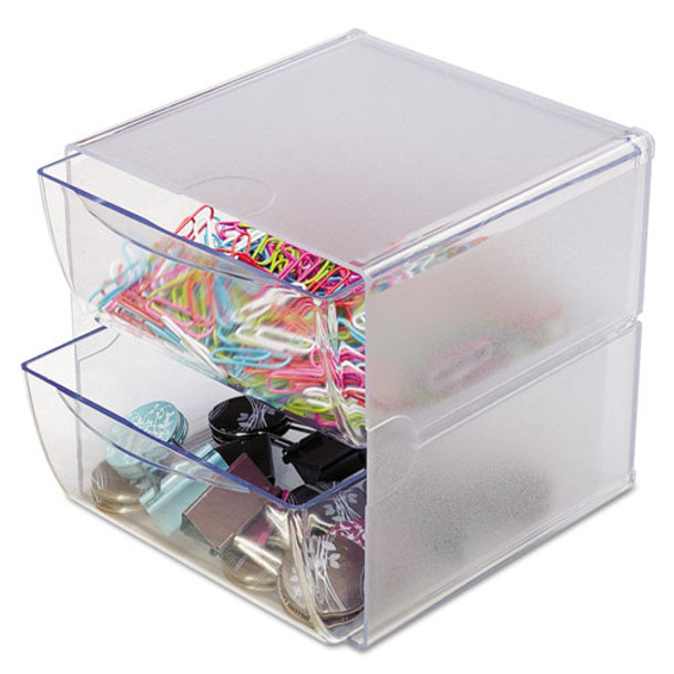 Stackable Cube Organizer, 2 Drawers, 6 X 7 1/8 X 6, Clear