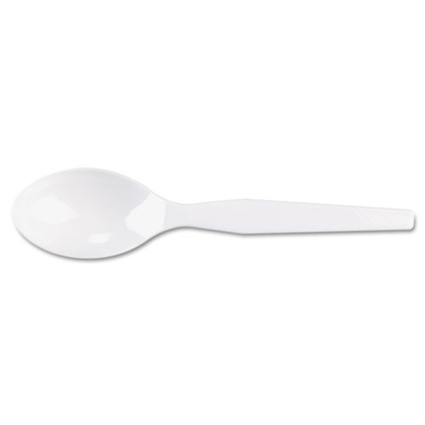 Plastic Cutlery, Heavy Mediumweight Teaspoons, White, 100/box