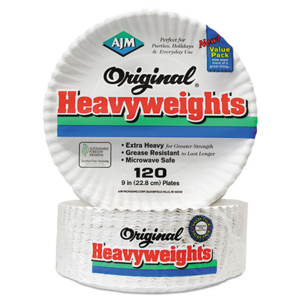 Gold Label Coated Paper Plates, 9" Dia, White, 120/pk, 8 Pk/ct