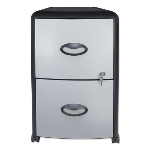 Two-drawer Mobile Filing Cabinet, Metal Siding, 19w X 15d X 23h, Silver/black