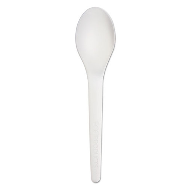 Plantware Compostable Cutlery, Spoon, 6", Pearl White, 50/pack, 20 Pack/carton