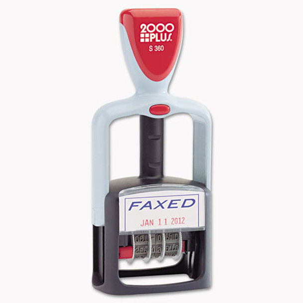Model S 360 Two-color Message Dater, 1.75 X 1, "faxed," Self-inking, Blue/red
