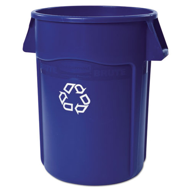 Brute Recycling Container, Round, 44 Gal, Blue