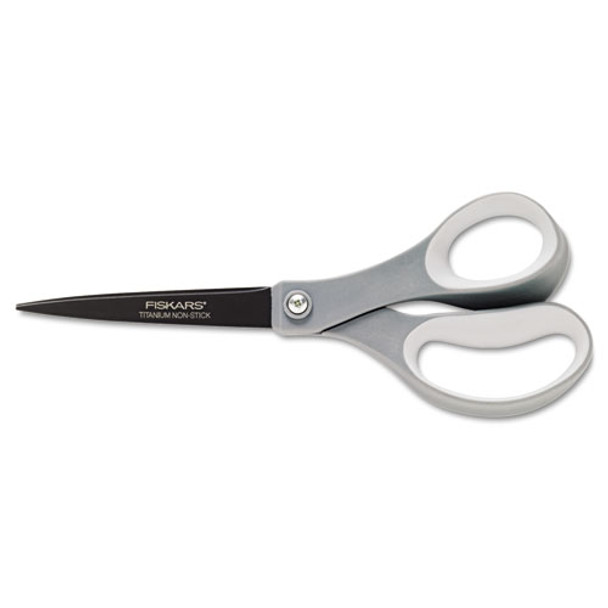 Performance Non-stick Titanium Softgrip Scissors, 8" Long, 3.1" Cut Length, Gray Offset Handle