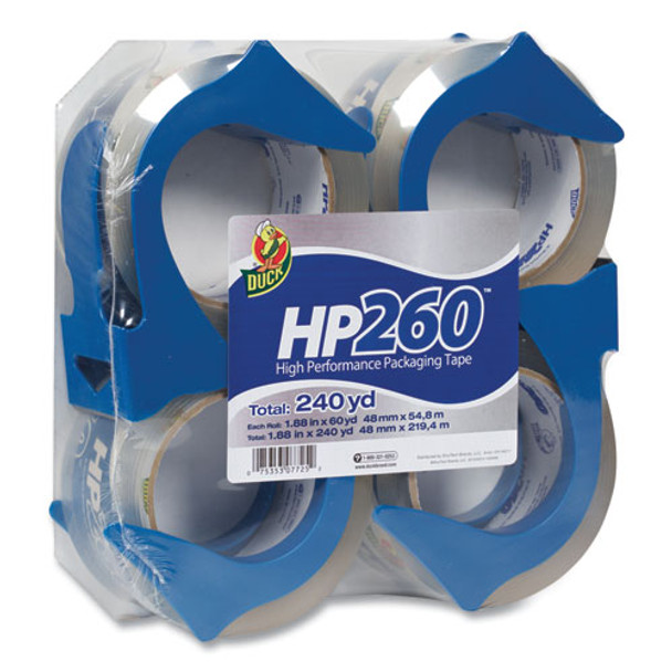 Hp260 Packaging Tape With Dispenser, 3" Core, 1.88" X 60 Yds, Clear, 4/pack