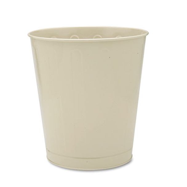 Fire-safe Wastebasket, Round, Steel, 6.5 Gal, Almond