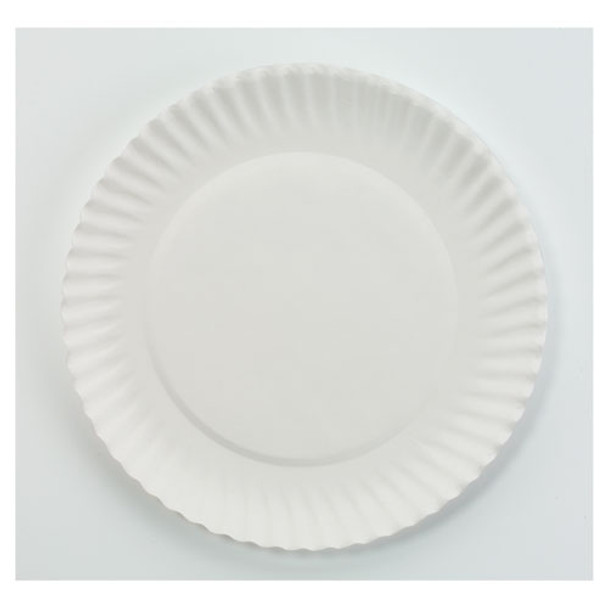 White Paper Plates, 6" Dia, 100/pack, 10 Packs/carton