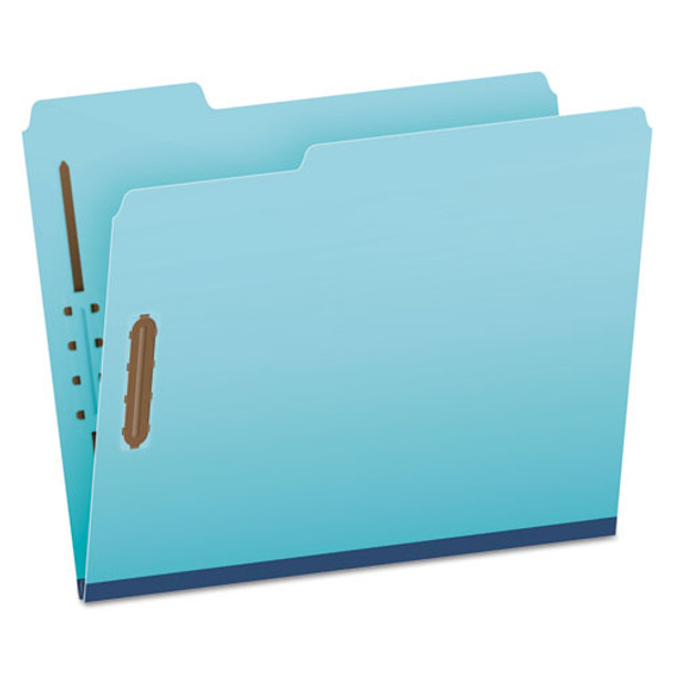 Heavy-duty Pressboard Folders W/ Embossed Fasteners, Letter Size, Blue, 25/box