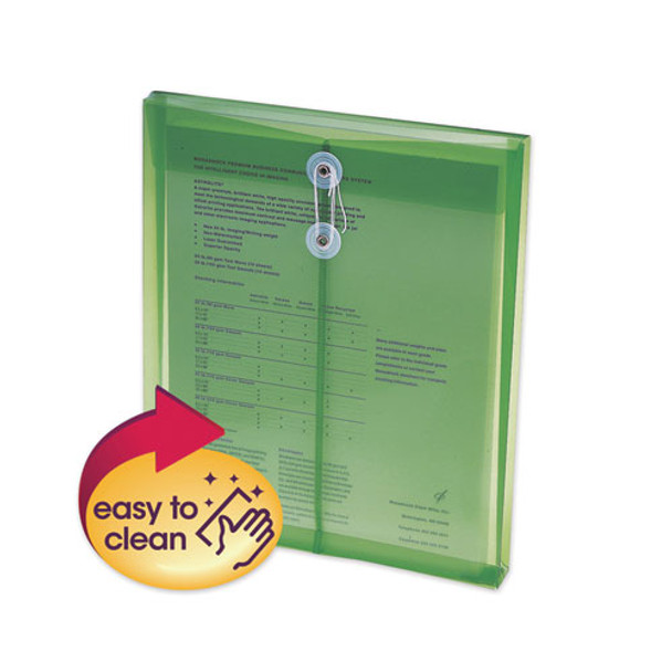 Poly String & Button Interoffice Envelopes, String & Button Closure, 9.75 X 11.63, Transparent Green, 5/pack - DSMD89543