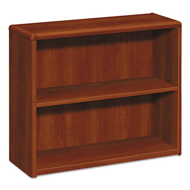 10700 Series Wood Bookcase, Two Shelf, 36w X 13 1/8d X 29 5/8h, Cognac
