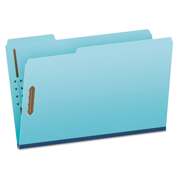 Heavy-duty Pressboard Folders W/ Embossed Fasteners, Legal Size, Blue, 25/box