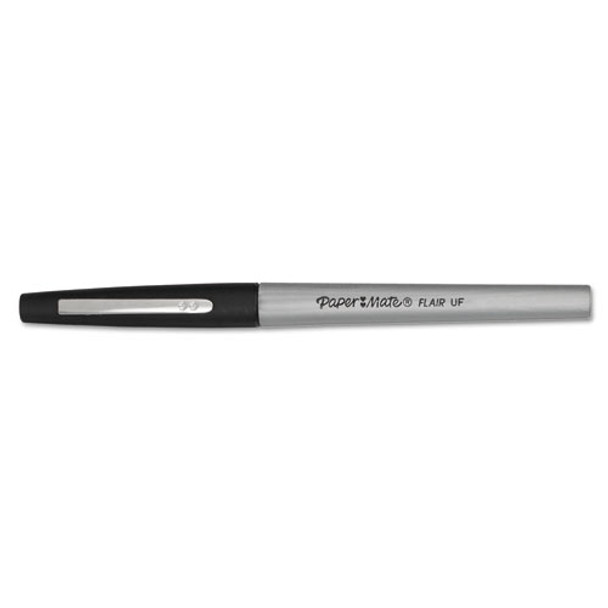 Flair Felt Tip Stick Porous Point Marker Pen, 0.4mm, Black Ink/barrel, Dozen
