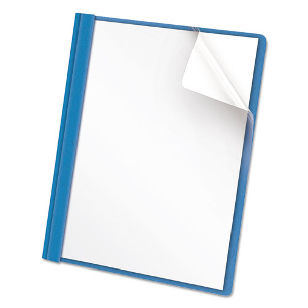 Clear Front Report Cover, Tang Fasteners, Letter Size, Light Blue, 25/box