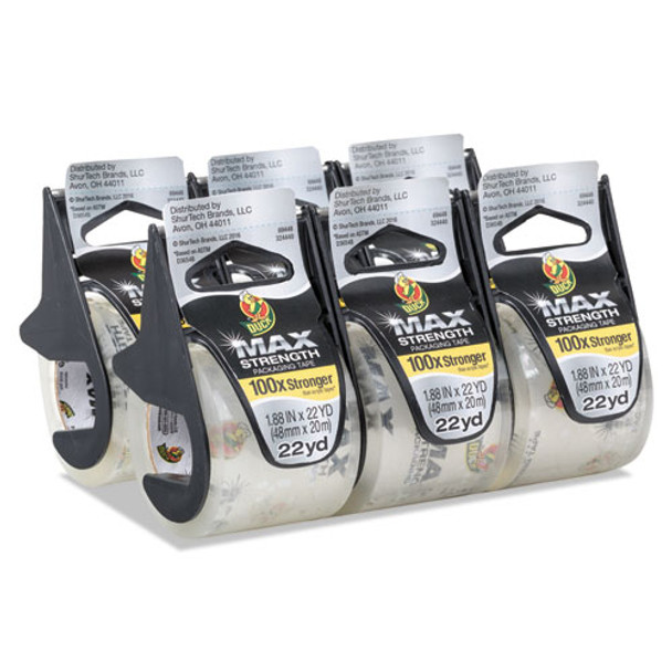Max Packaging Tape With Dispenser, 1.5" Core, 1.88"x 22 Yds, Crystal Clear, 6/pack