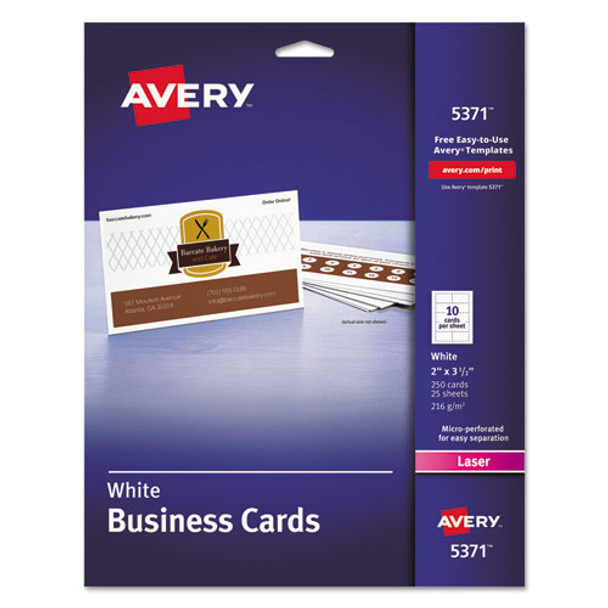 Printable Microperforated Business Cards With Sure Feed Technology, Laser, 2 X 3.5, White, Uncoated, 250/pack