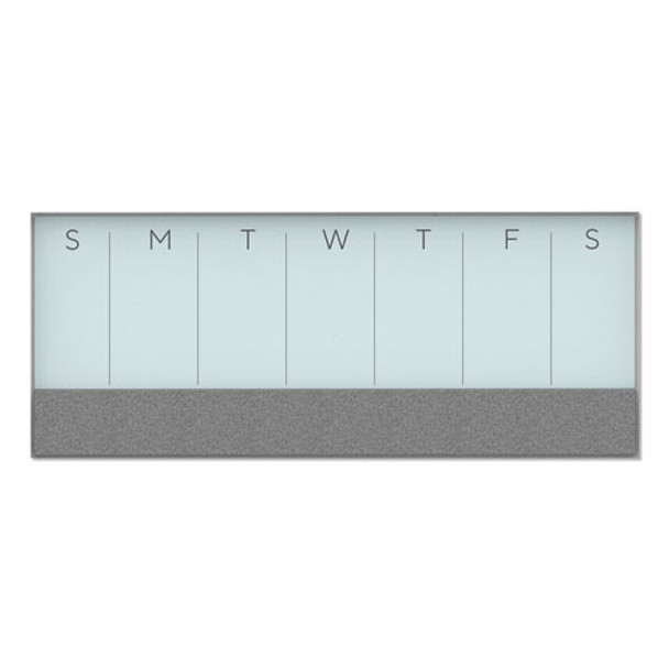 3n1 Magnetic Glass Dry Erase Combo Board, 35 X 14.25, Week View, White Surface And Frame