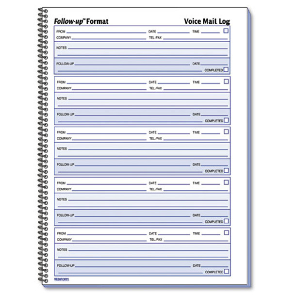 Voice Mail Wirebound Log Books, 8 X 10 5/8, 500 Sets/book