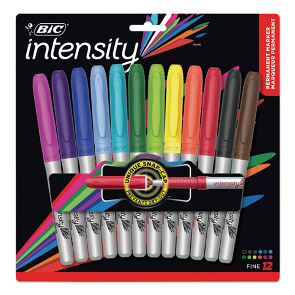 Intensity Permanent Marker, Fine Bullet Tip, Assorted Colors, 12/set