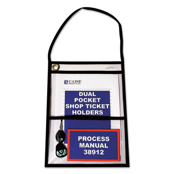 2-pocket Shop Ticket Holder W/strap, Black Stitching, 150-sheet, 9 X 12, 15/box