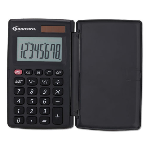 15921 Pocket Calculator With Hard Shell Flip Cover, 8-digit, Lcd