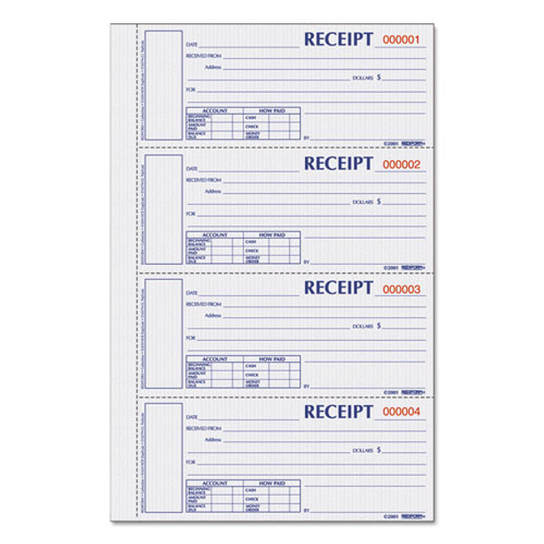 Hardcover Numbered Money Receipt Book, 6 7/8 X 2 3/4, Three-part, 200 Forms