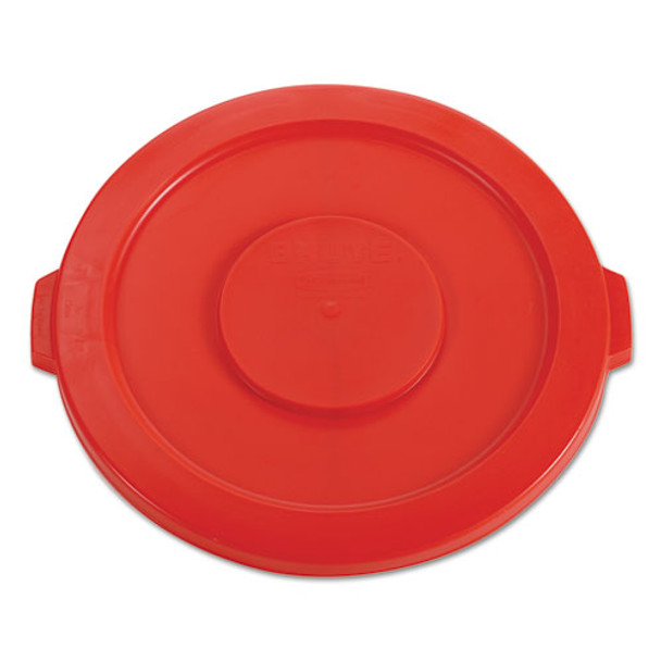 Round Flat Top Lid, For 32 Gal Round Brute Containers, 22.25" Diameter, Red
