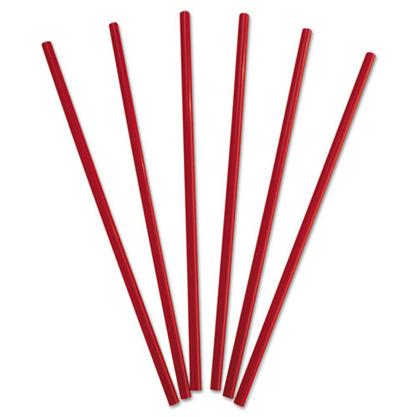 Wrapped Giant Straws, 10 1/4", Polypropylene, Red, 300/box, 4 Boxes/carton