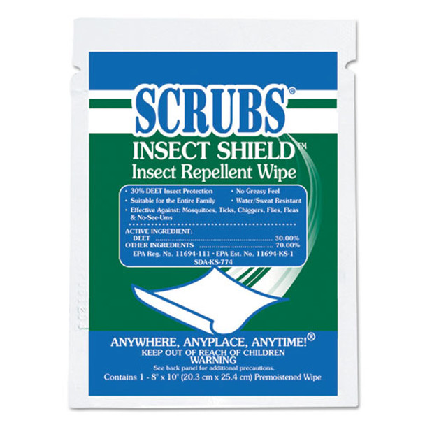 Insect Shield Insect Repellent Wipes, 8 X 10, White, 100/carton