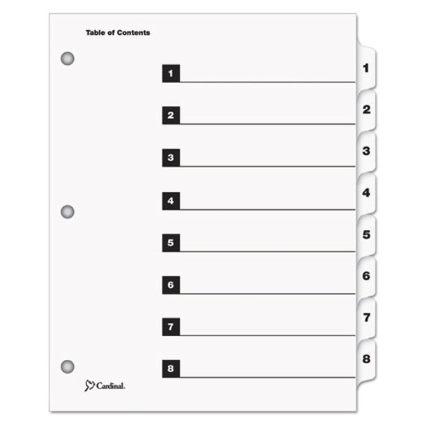 Quickstep Onestep Printable Table Of Contents And Dividers, 8-tab, 1 To 8, 11 X 8.5, White, 24 Sets