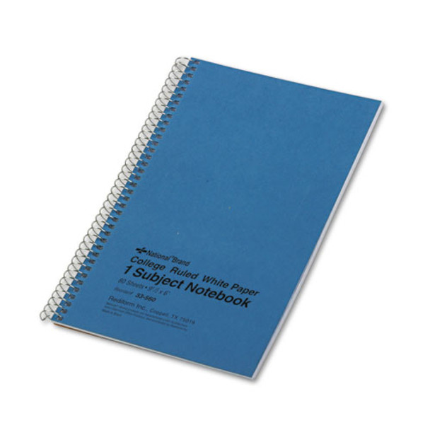 Single-subject Wirebound Notebooks, 1 Subject, Medium/college Rule, Blue Cover, 9.5 X 6, 80 Sheets