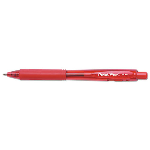 Wow! Retractable Ballpoint Pen, Medium 1 Mm, Red Ink/barrel, Dozen