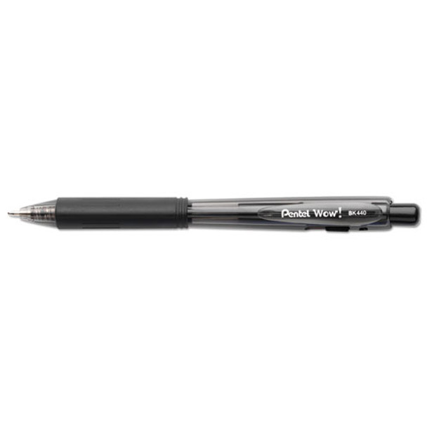 Wow! Retractable Ballpoint Pen, Medium 1 Mm, Black Ink/barrel, Dozen