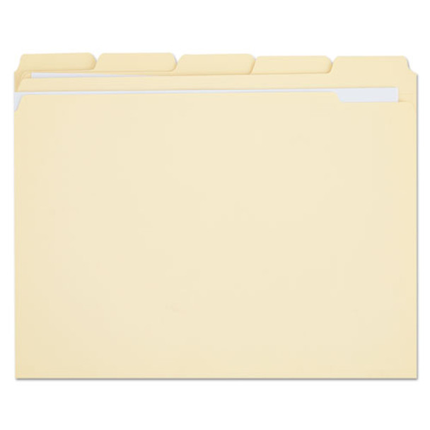 Double-ply Top Tab Manila File Folders, 1/5-cut Tabs, Letter Size, 100/box