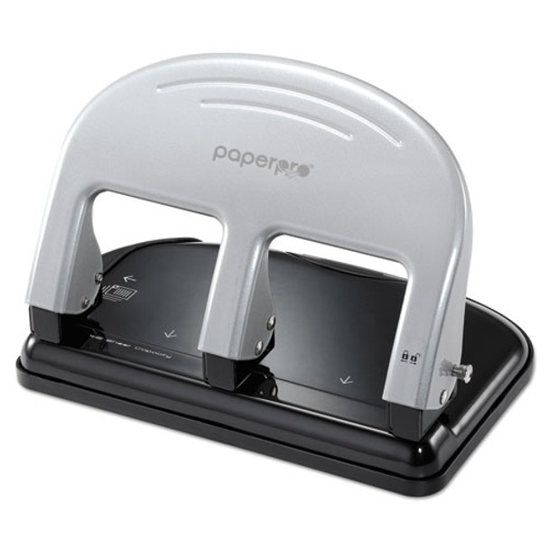 Ez Squeeze Three-hole Punch, 40-sheet Capacity, Black/silver