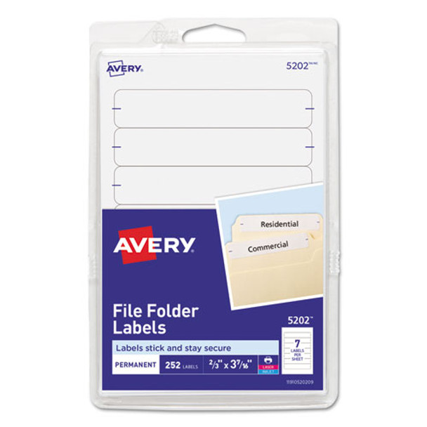 Printable 4" X 6" - Permanent File Folder Labels, 0.69 X 3.44, White, 7/sheet, 36 Sheets/pack - DAVE05202